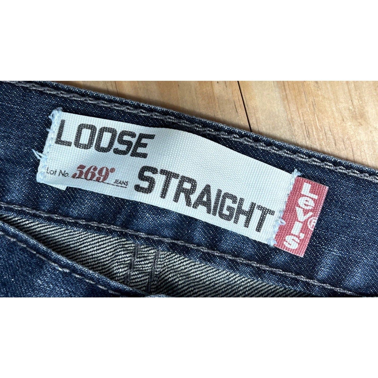 Levis 569 Jeans Mens Size 38x34 Blue Denim Loose Relaxed Straight Stretch Y2K