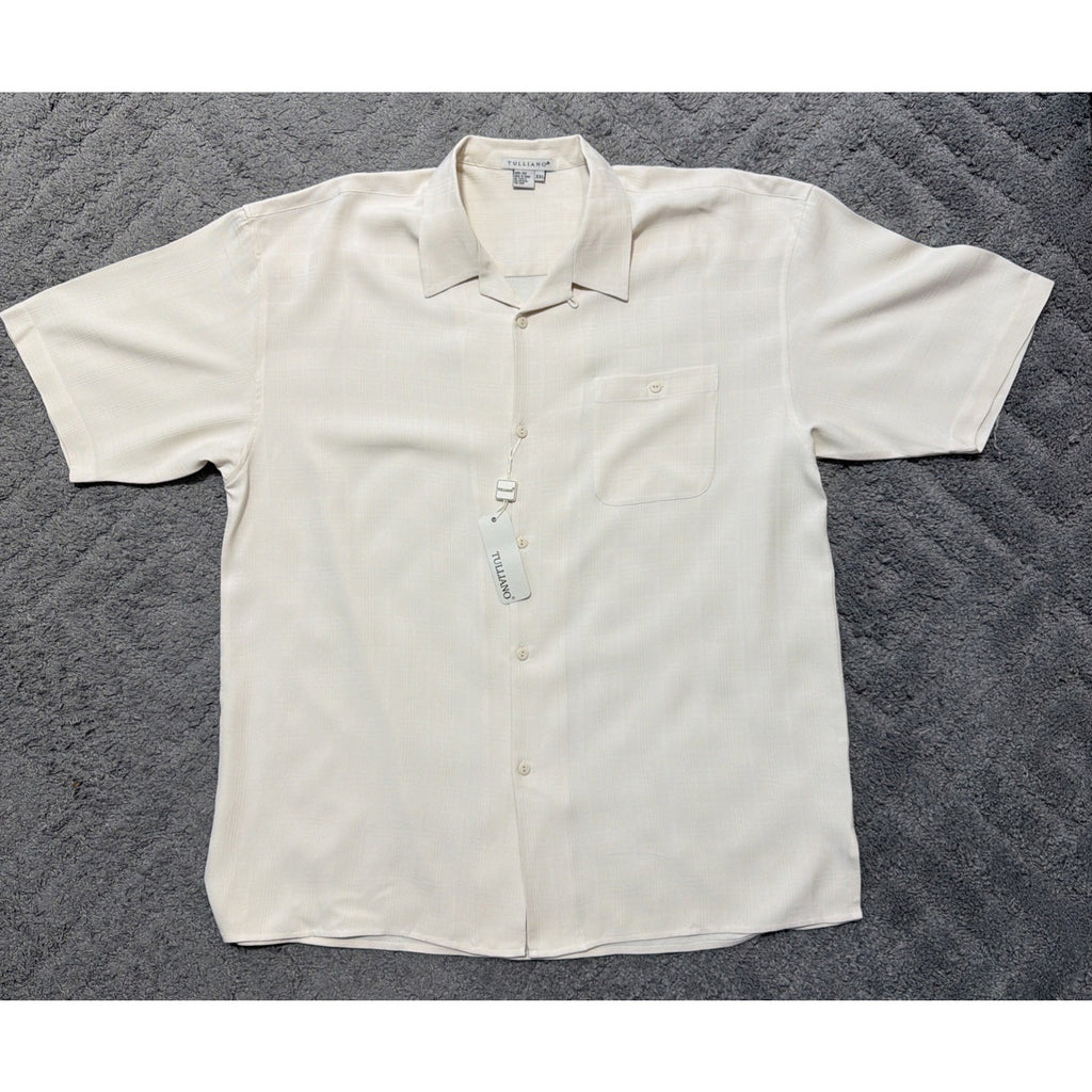 Tulliano Mens 2XL Short Sleeve Button 100% Silk Camp Set Shirt Beach Coastal NWT
