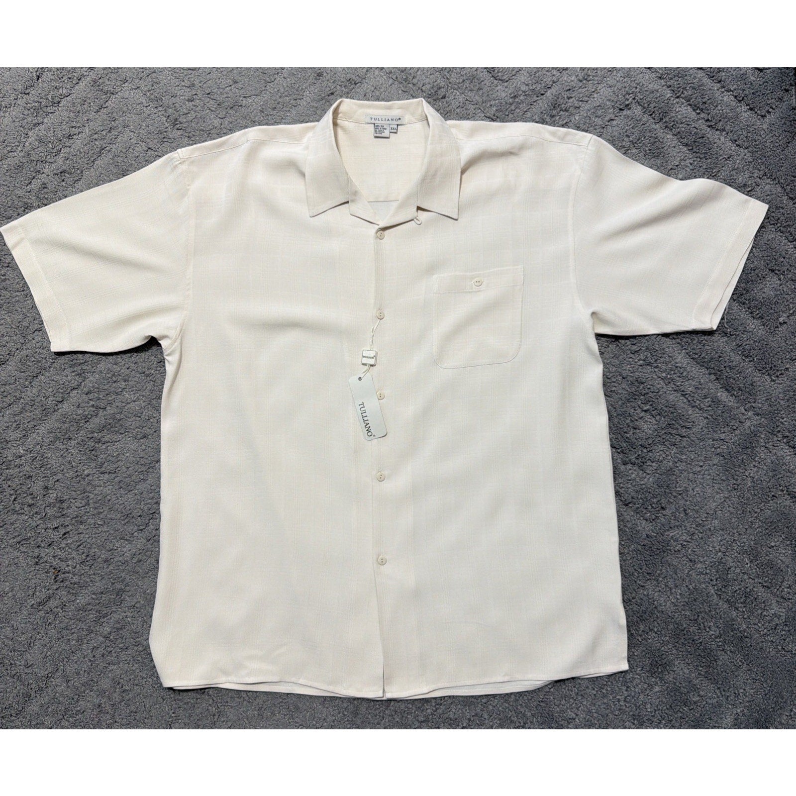 Tulliano Mens 2XL Short Sleeve Button 100% Silk Camp Set Shirt Beach Coastal NWT