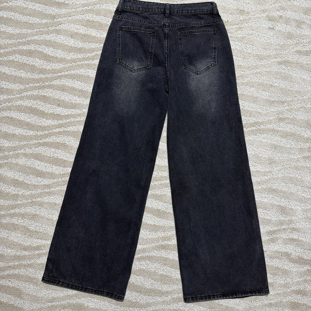 J FOR JUSTIFY Y2K Black Wide Leg Baggy Jeans Size 1 28x29