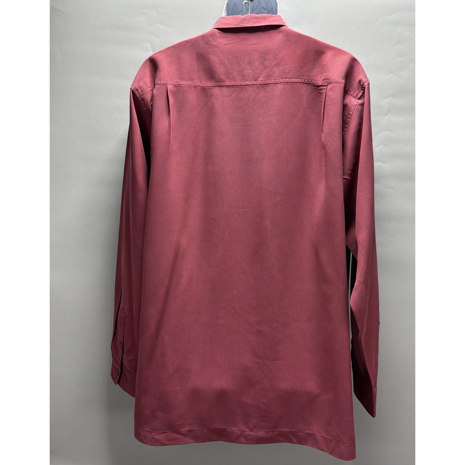 Tulliano Luxury 100% Silk Shirt Mens L Wine Red Button Front Long Sleeve NWT