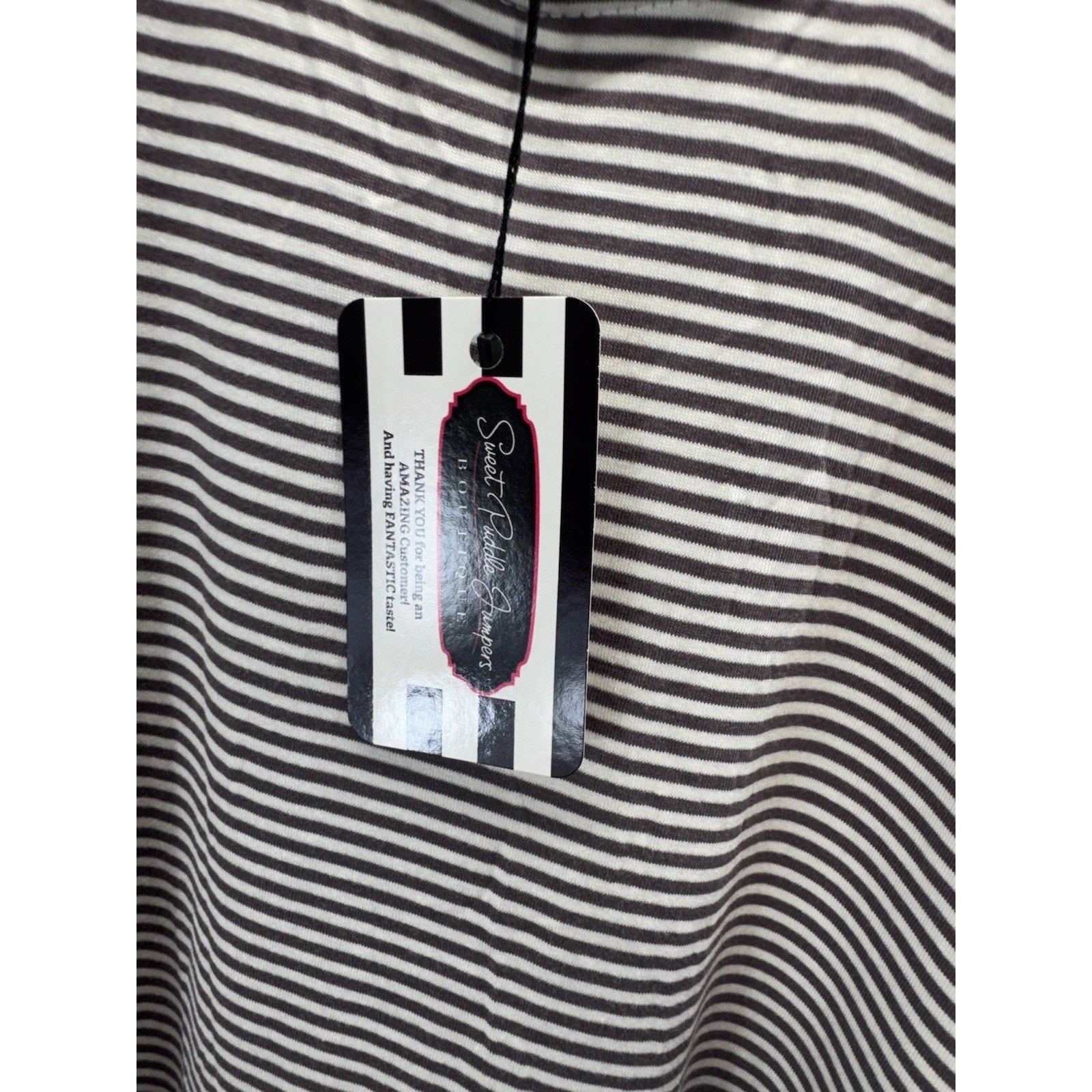 Rae Mode Scoop Neck Taupe Striped Short Sleeve Tunic Top Women’s Size Large NWT