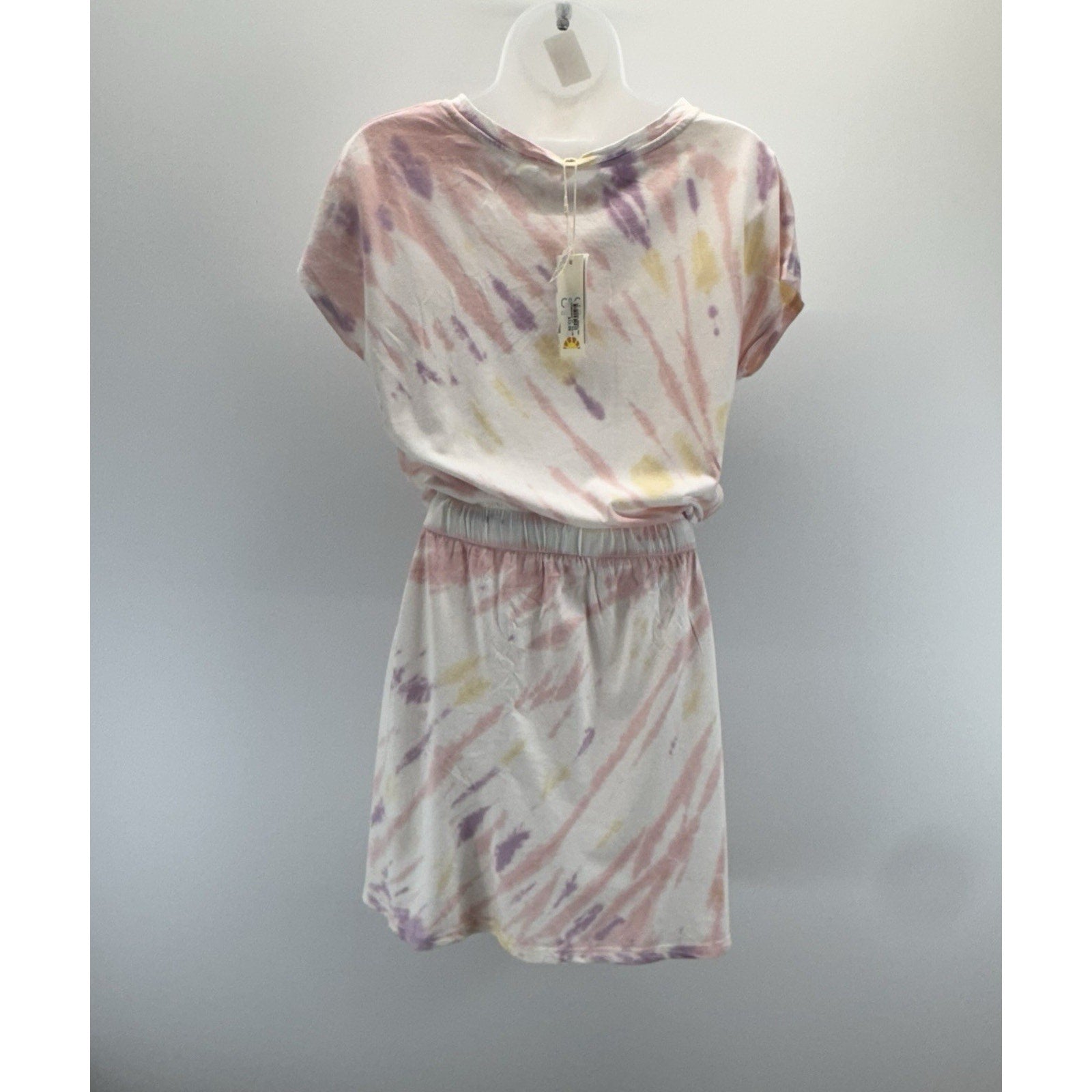 C&C California T-Shirt Dress Purple Tie Dye Jumper Tie Waist Women’s Size Small