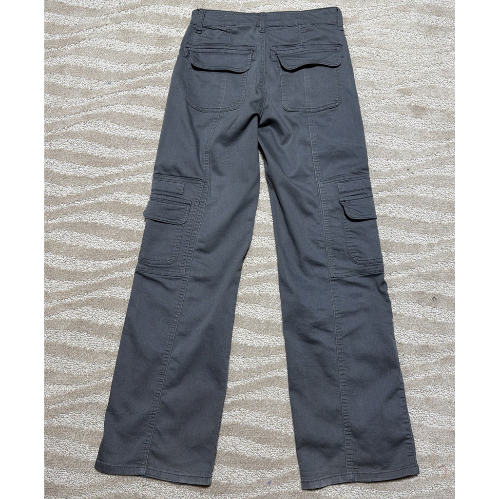 LILAC SUNSET Women's Grey Cargo Pants Straight Size 1 Cotton Utility 26x30