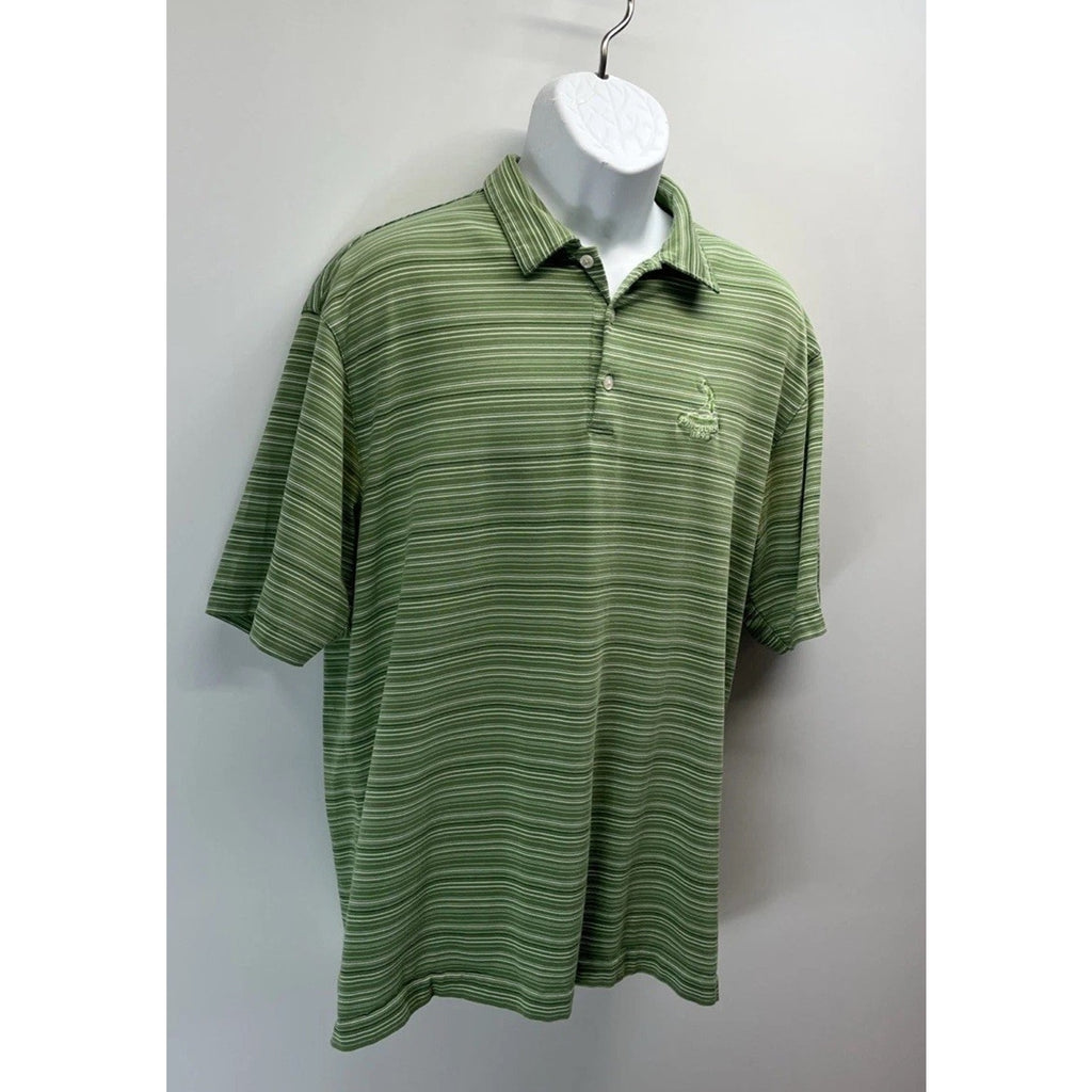 Nike Tiger Woods Collection Polo Shirt Men’s L Green Striped Pinehurst Fit Dry