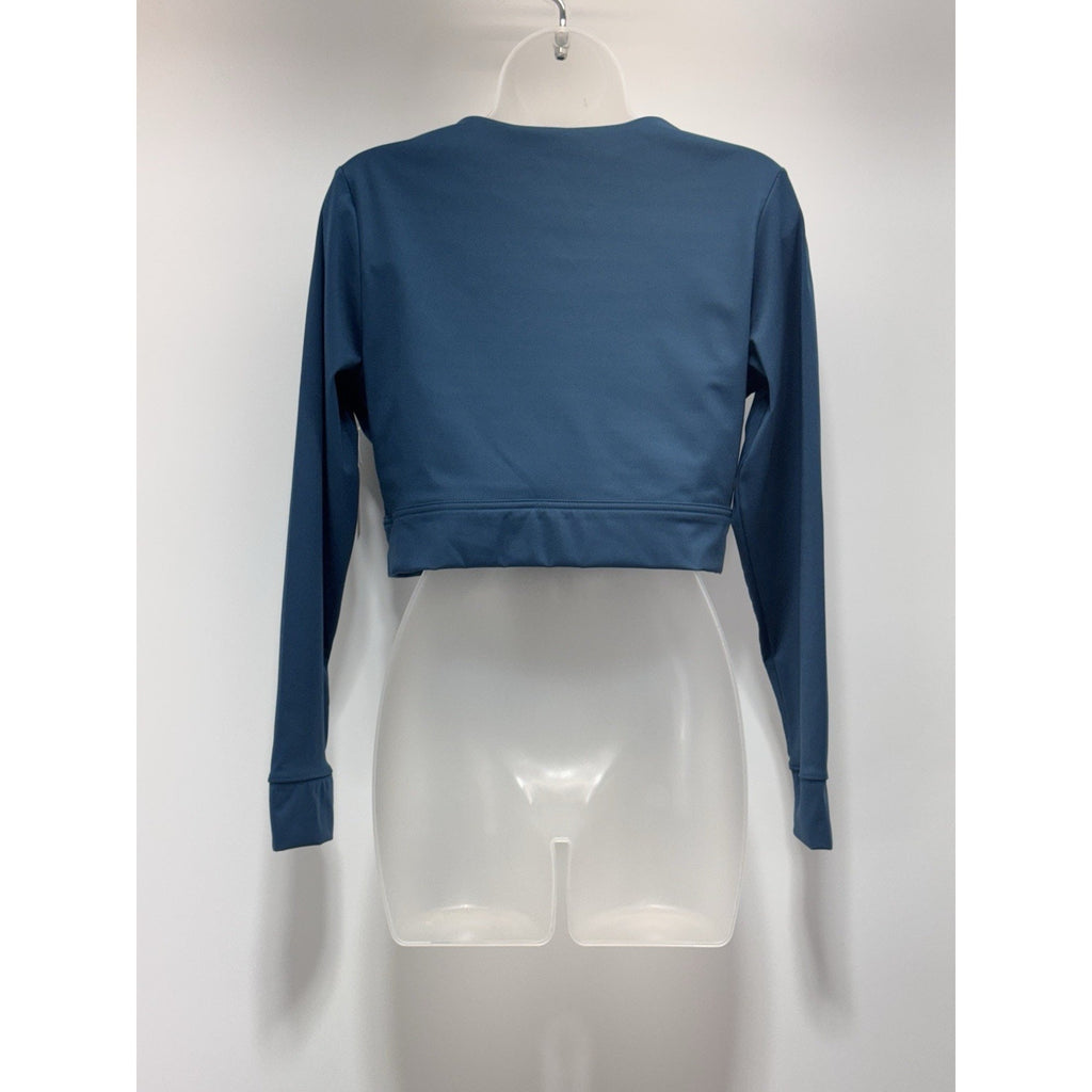 NWT Banana Republic Women's Teal Blue Cropped Long Sleeve Compression Top Size M