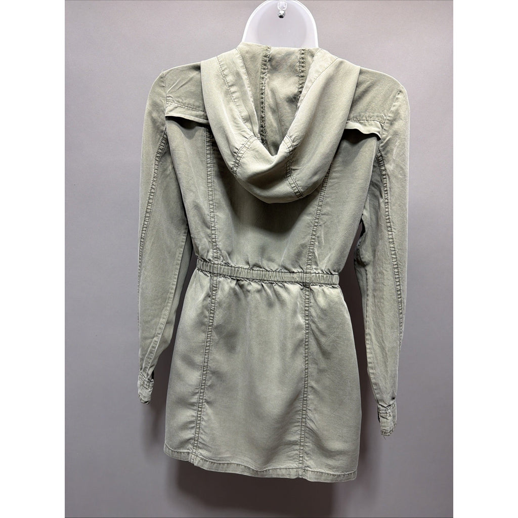 Me Jane Size Small Tencel Olive Army Green Hooded light weight Utility Jacket