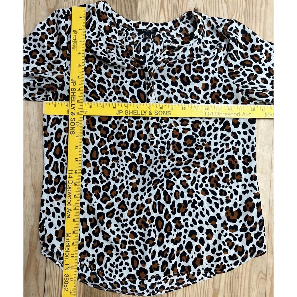 Talbots Plus Sz Small Petite leopard Popover blouse print top blouse tunic shirt