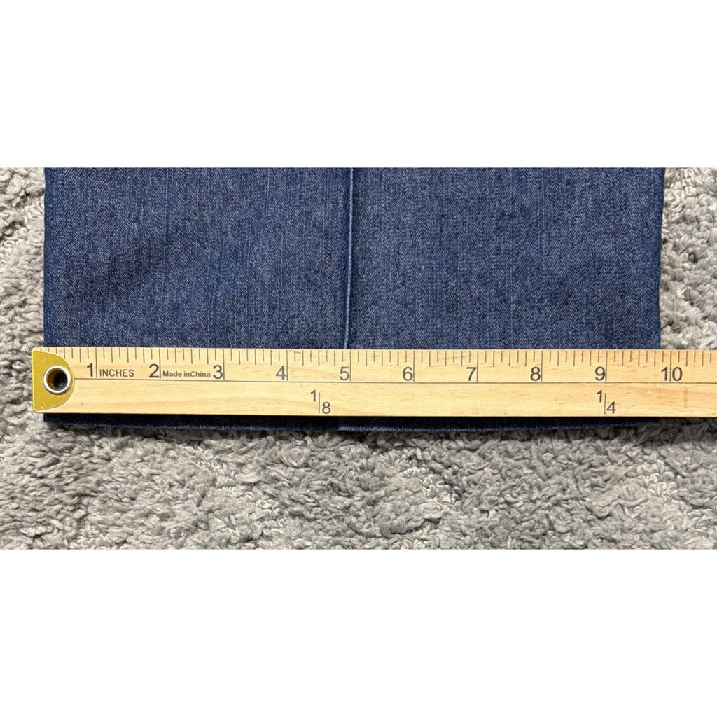 Haggar Premium Denim Trouser Dress Pants Blue Classic Fit Pleated 46x30 Stretch