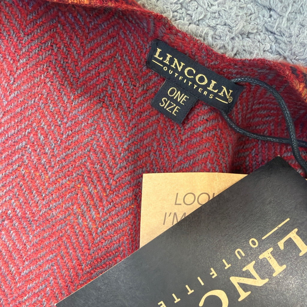 Lincoln Outfitters Women Poncho One Size Shawl Cape Plaid Scarf Finge Multicolor