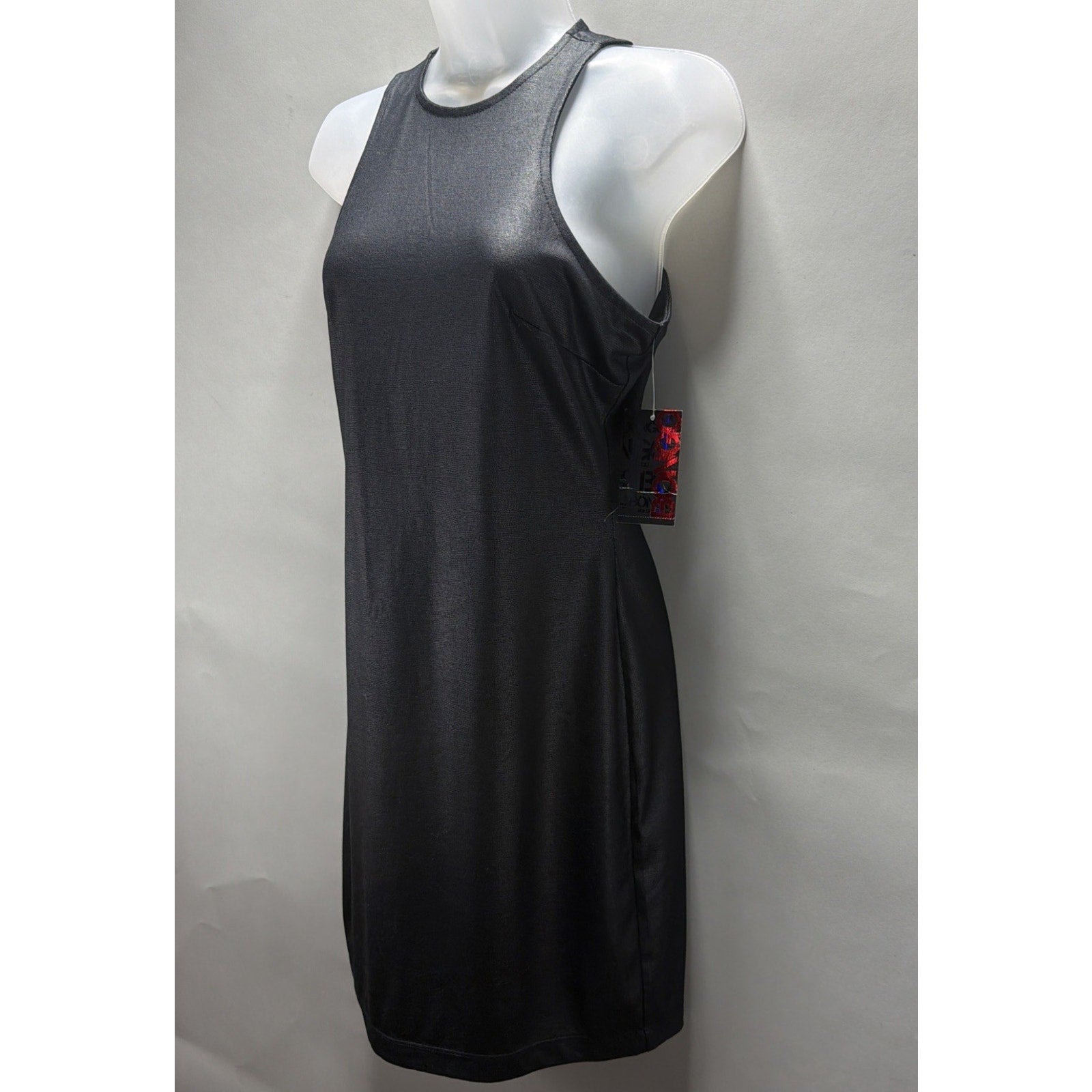 Vintage (Sears) Bongo Coated Knit Mini Dress Black Onyx Size Small NWT