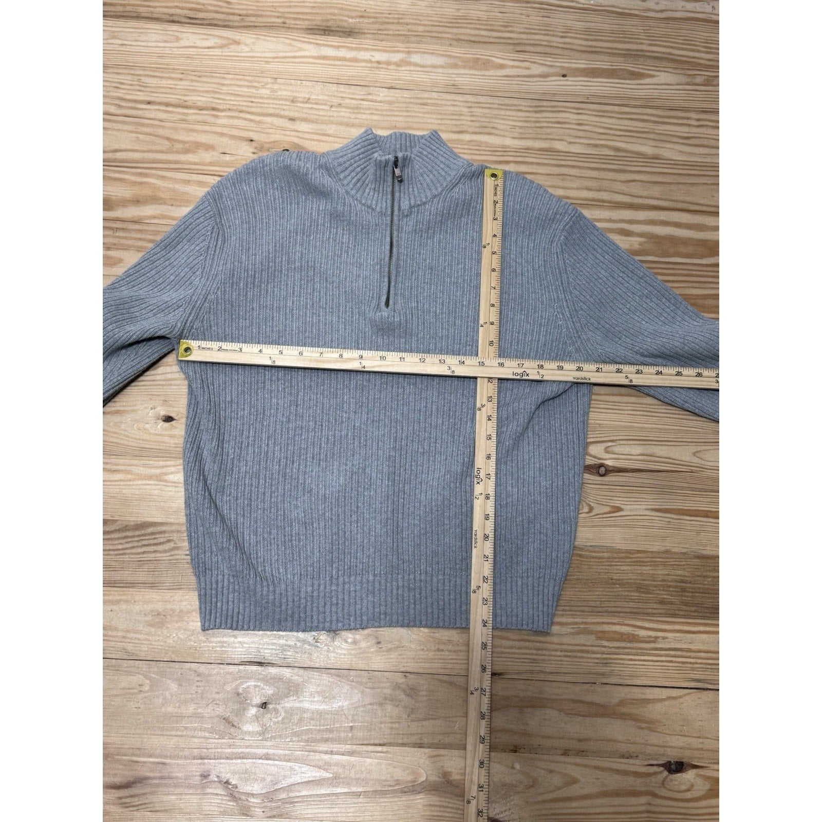 Calvin Klein 100% Cotton 1/4 Zip Pullover Gray Cable Knit Sweater Heavy Men’s L