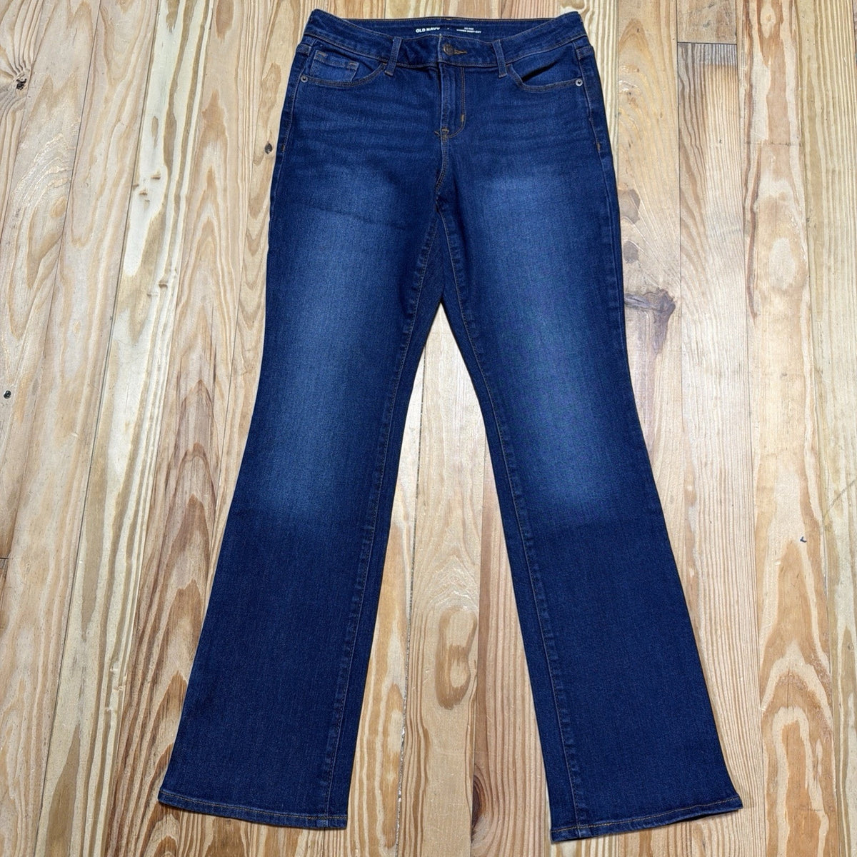 Old Navy Women Jeans Size 6 Blue Kicker Boot-Cut Mid Rise Blasted Denim 29x31