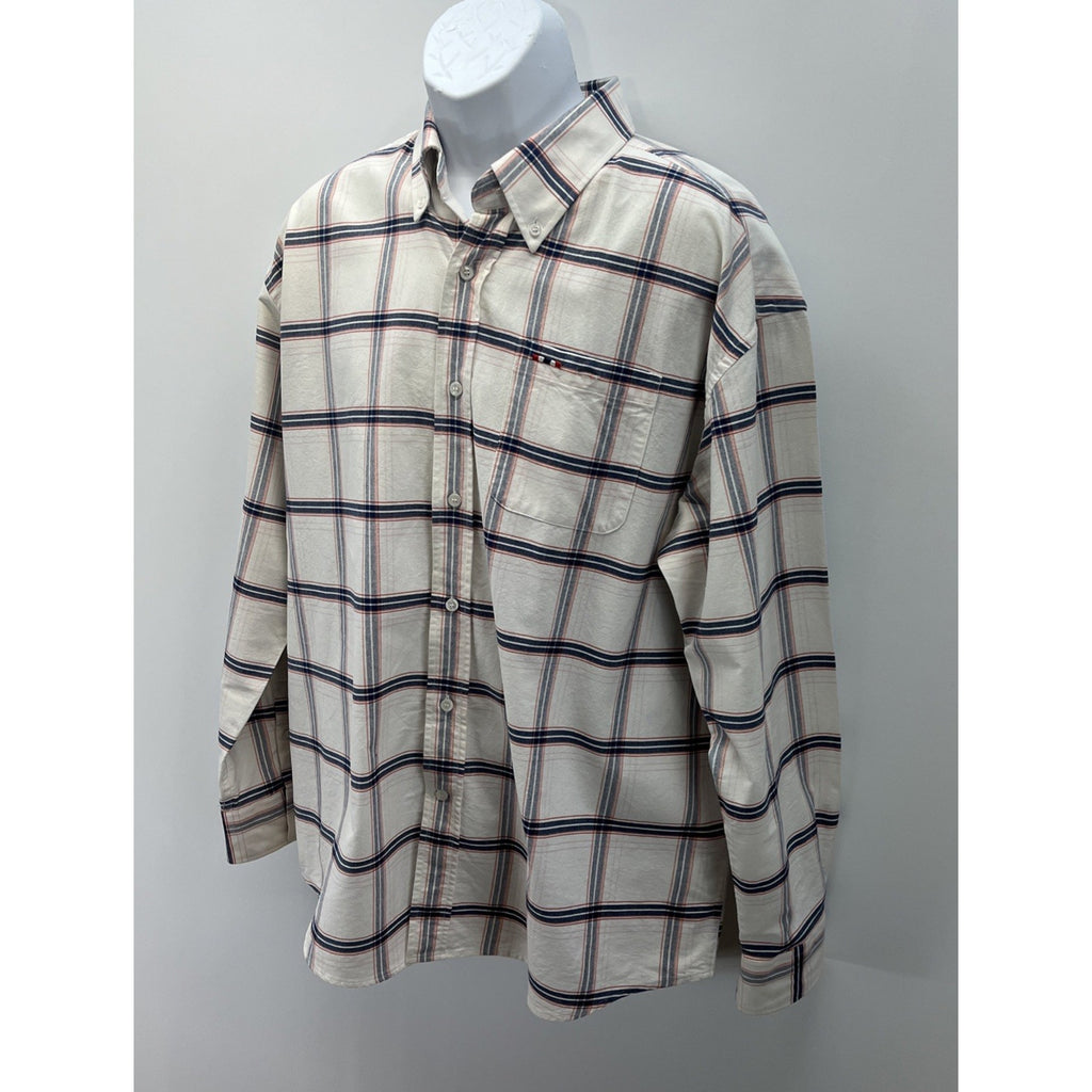 Larro Button Down Shirt Men's Casual long sleeve collared plaid XXL