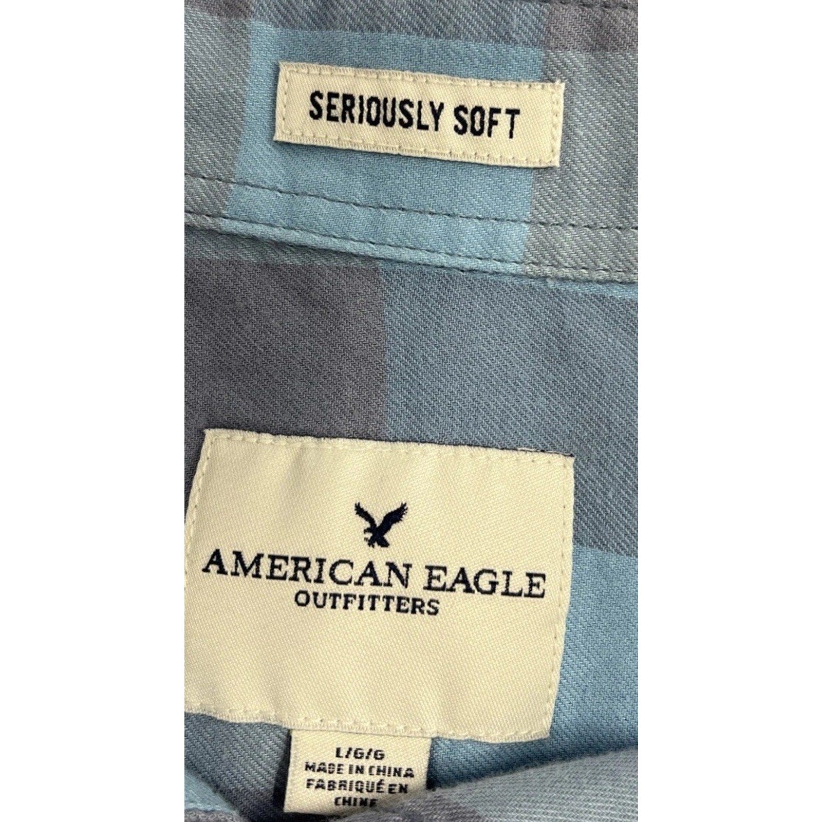 AEO American Eagle Outfitters Shirt Mens Tag Size L Seriously Soft Plaid