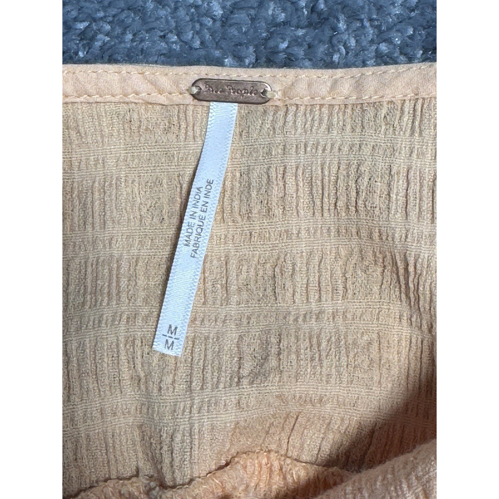 FREE PEOPLE Kokomo Peach Midi Tank Dress Ruched Side Slit Cotton Blend Size Med