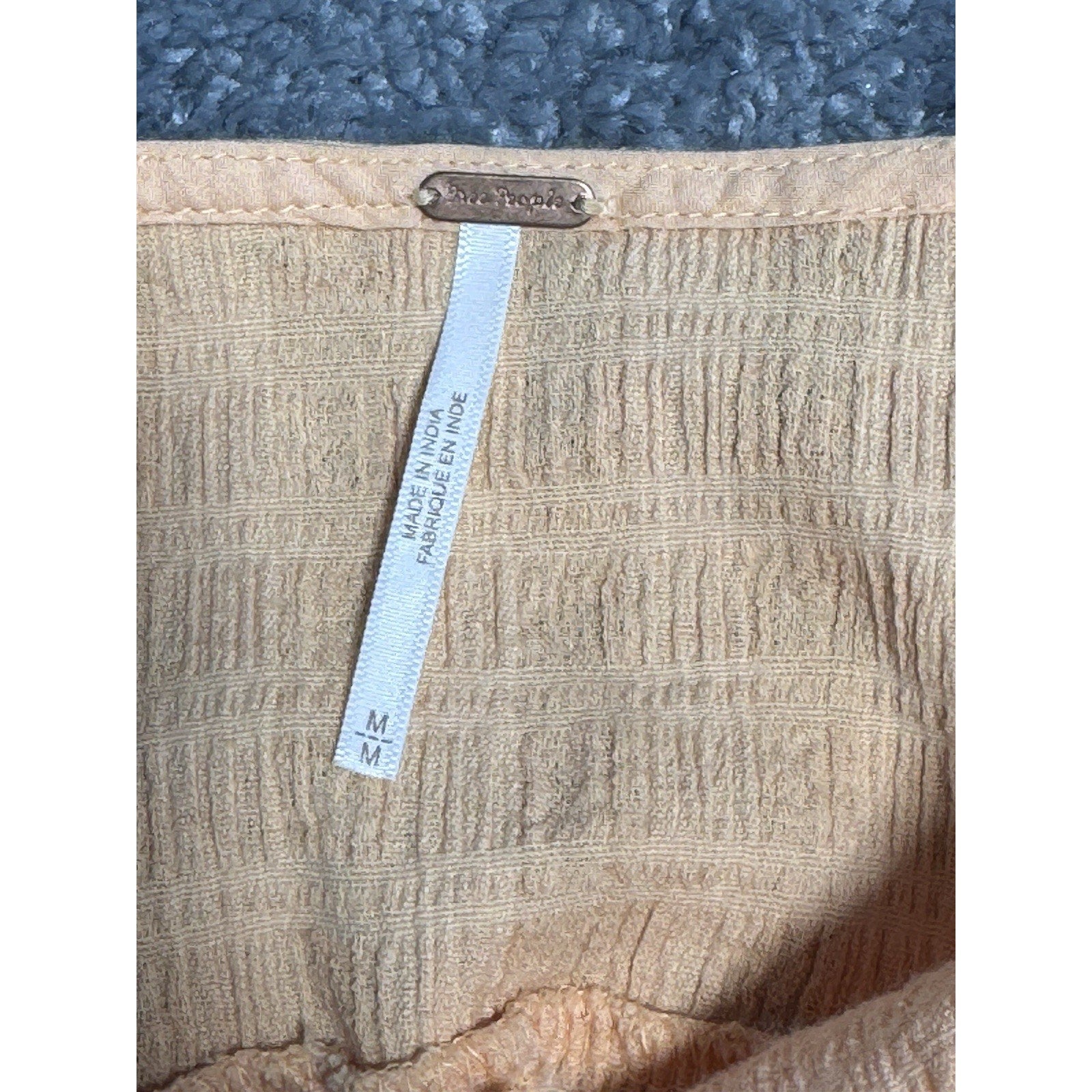 FREE PEOPLE Kokomo Peach Midi Tank Dress Ruched Side Slit Cotton Blend Size Med