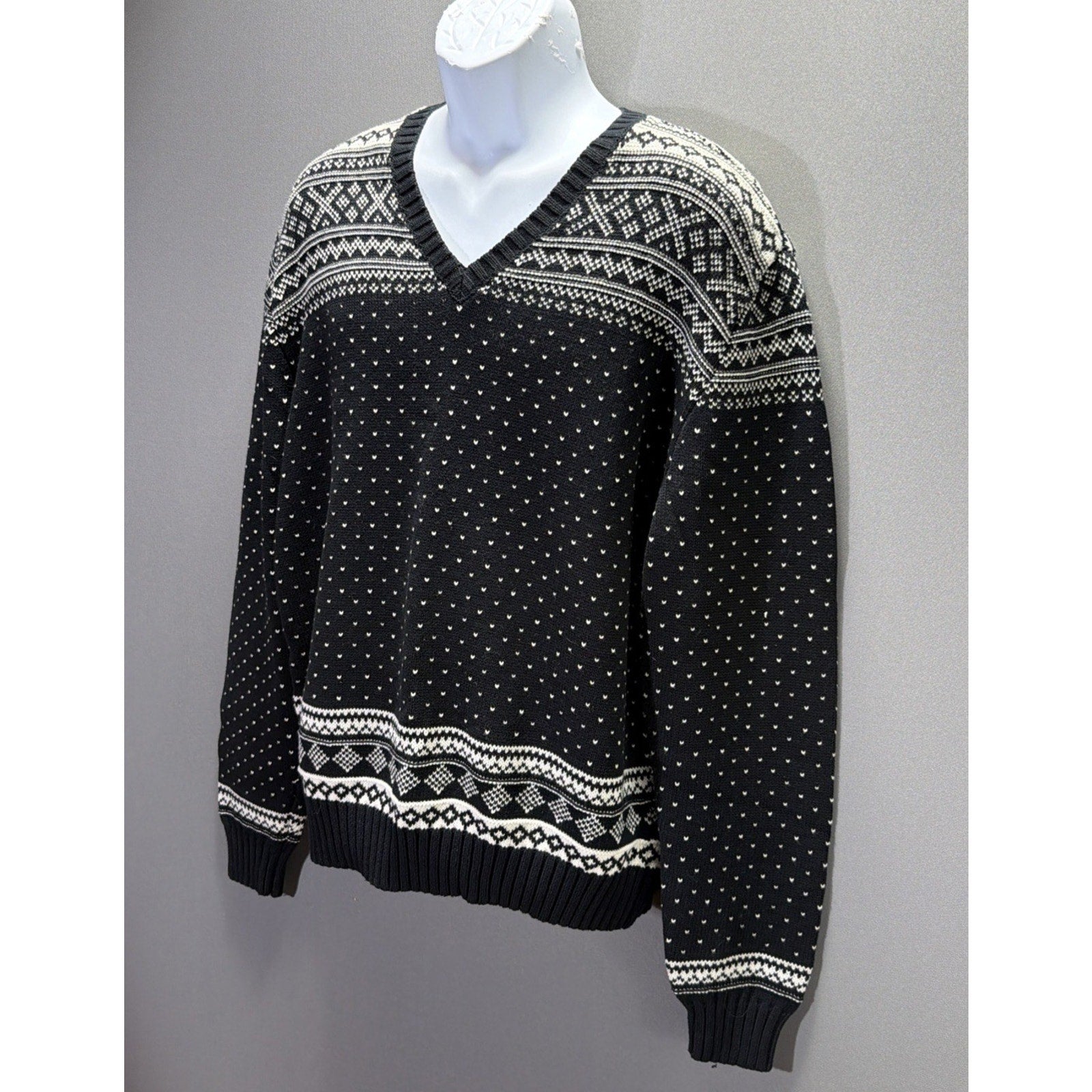 Vtg 90s Ralph Lauren American Living Ski Fair Isle Sweater Mens XL Black NWT