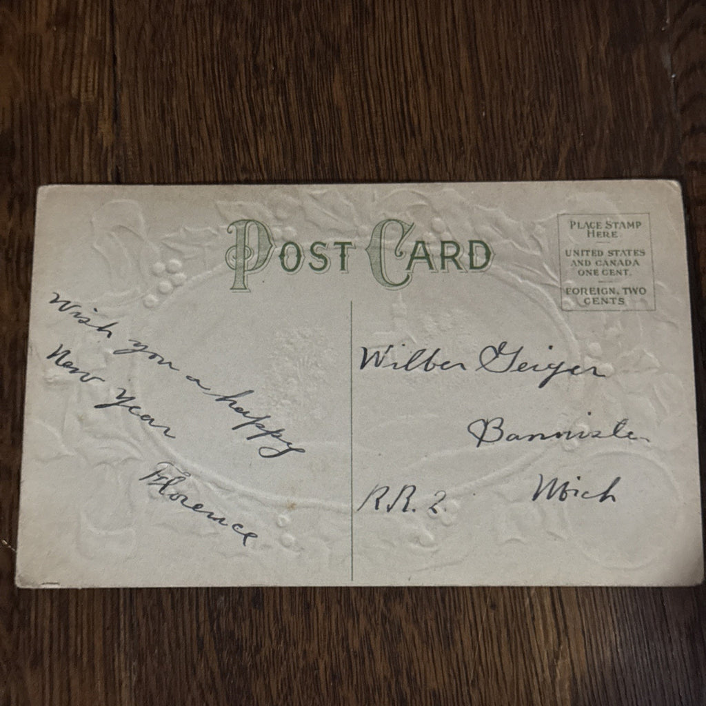 Vintage Happy New Year Postcard, Signed, Not Postmarked