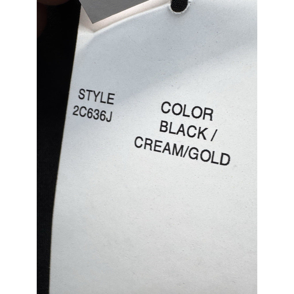 R&K Originals Black Gold & Ivory Tie Waist Dress with a Pleated Skirt New 4P