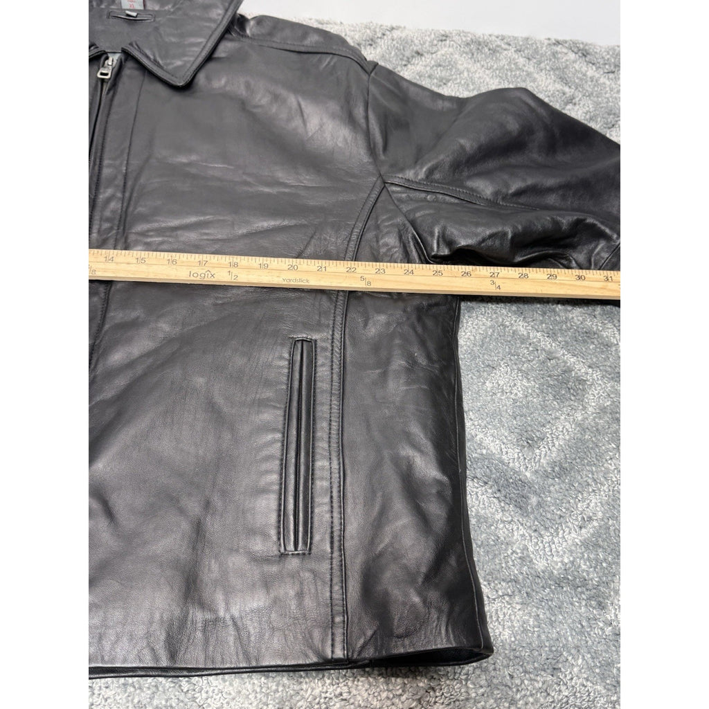 Excelled Black Leather Bomber Jacket Lamb Men’s Size X-Large 0287RM New