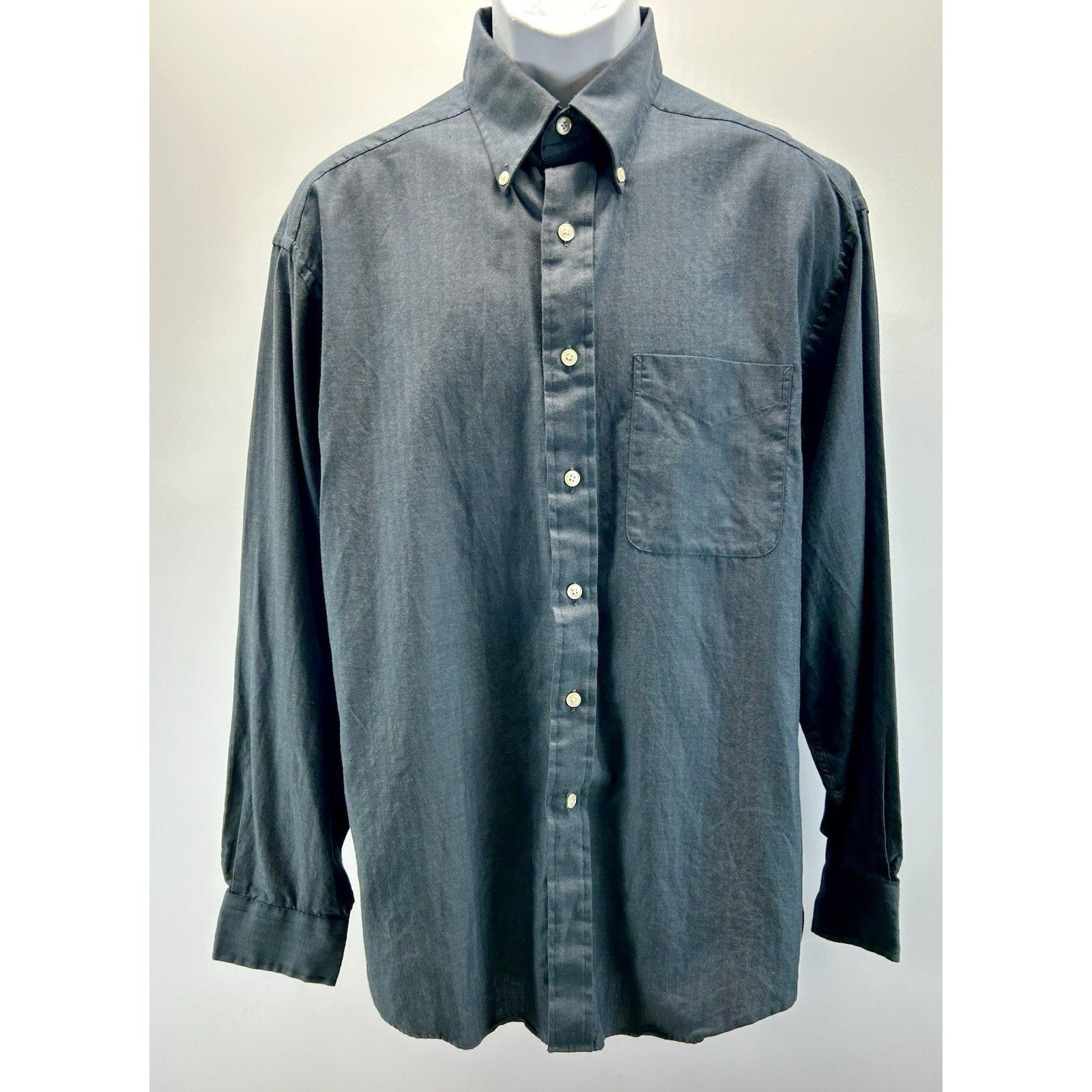Tommy Hilfiger Vintage Men's Casual Button Down Shirt Long Sleeve Gray 16 34-35.