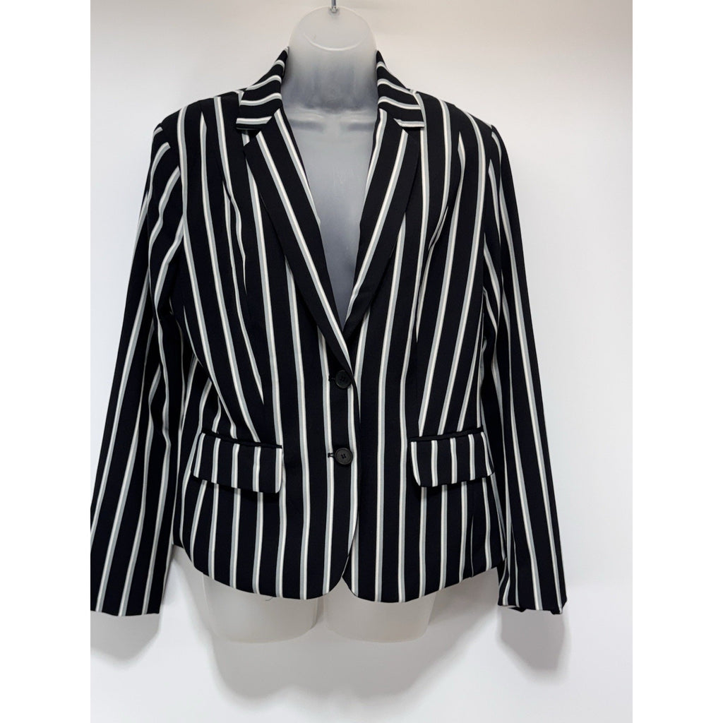 New York Company 7th Avenue Striped Blazer Black White Gray Women’s Size 12 NWT