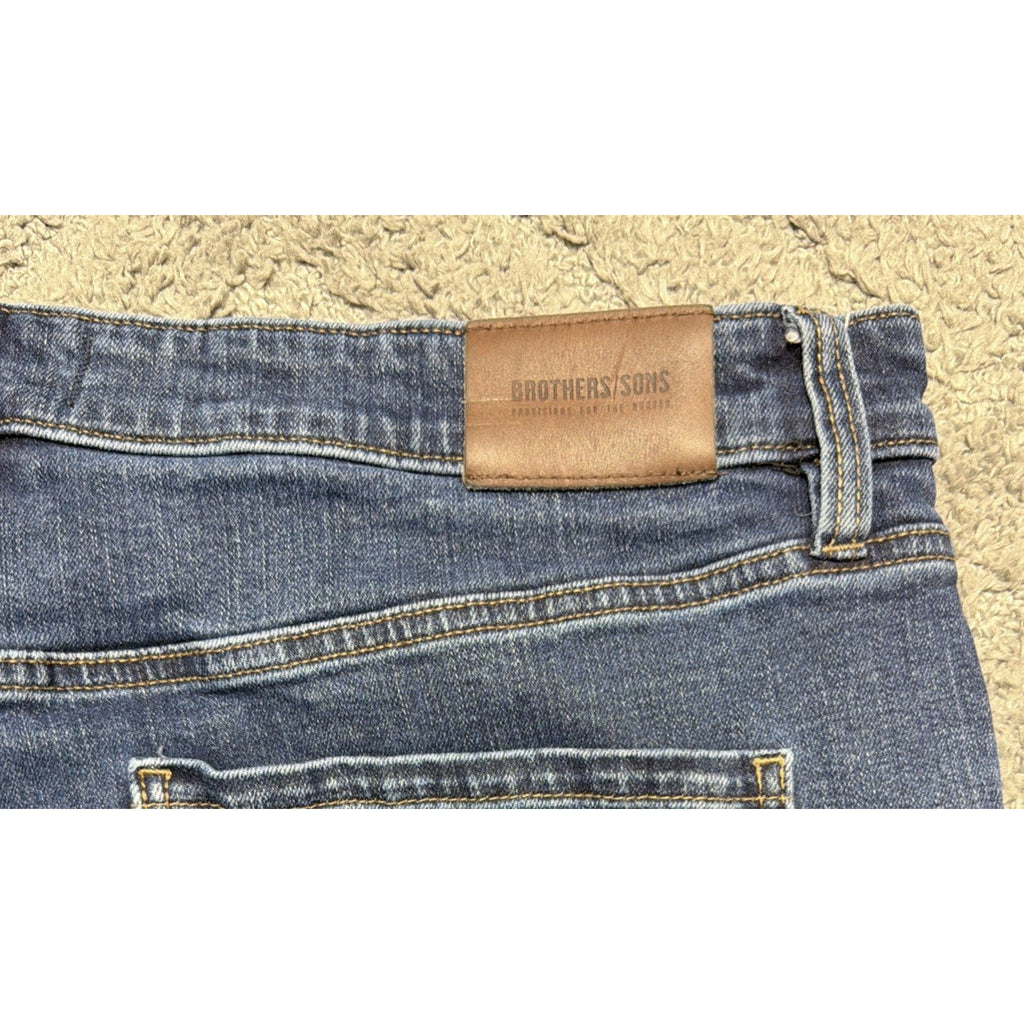 Brothers & Sons Jeans Mens 40x32 Slim Straight Blue Denim Pants Casual