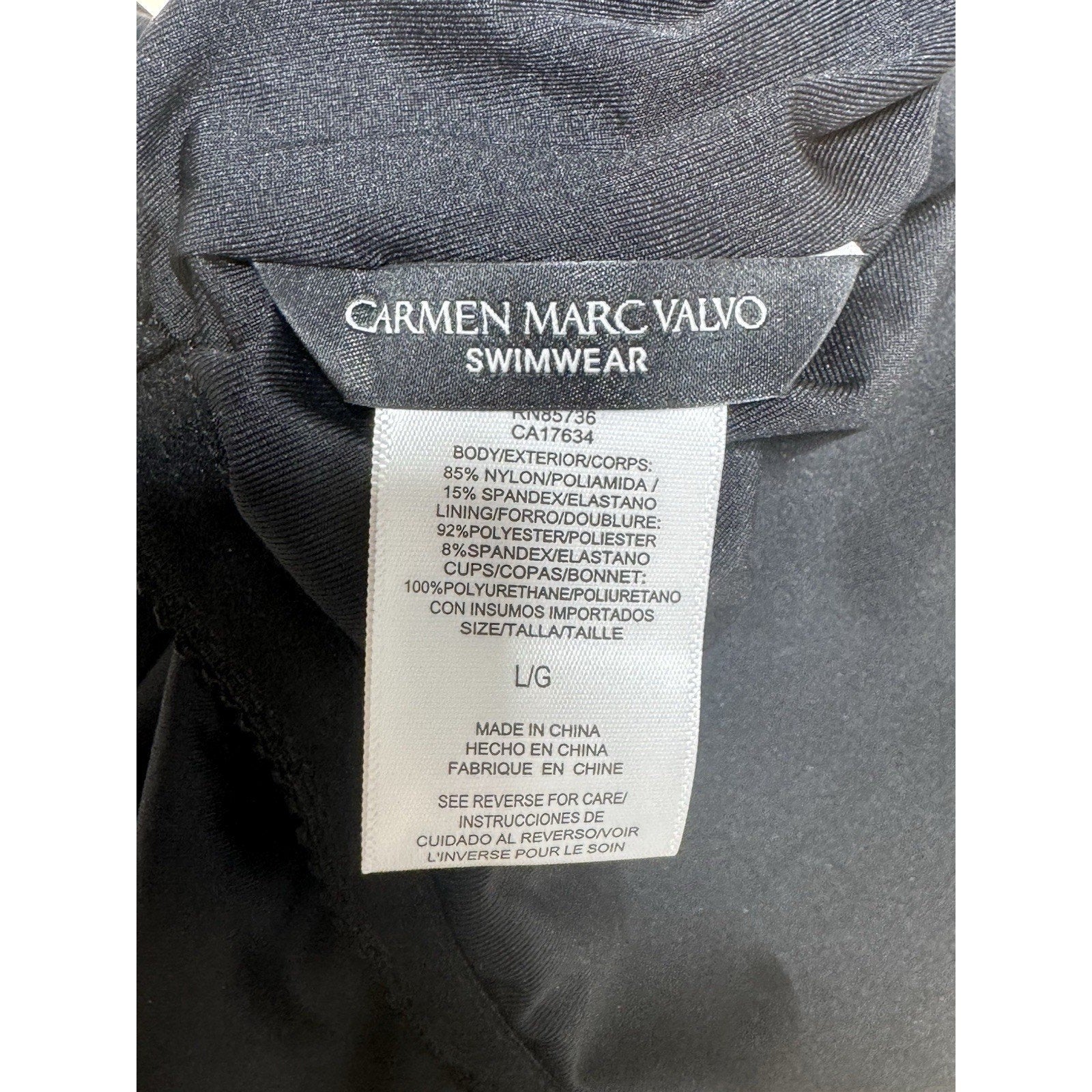 Carmen Marc Valvo One Shoulder Tankini Top Large Ruched Cut Out Swimwear NWT