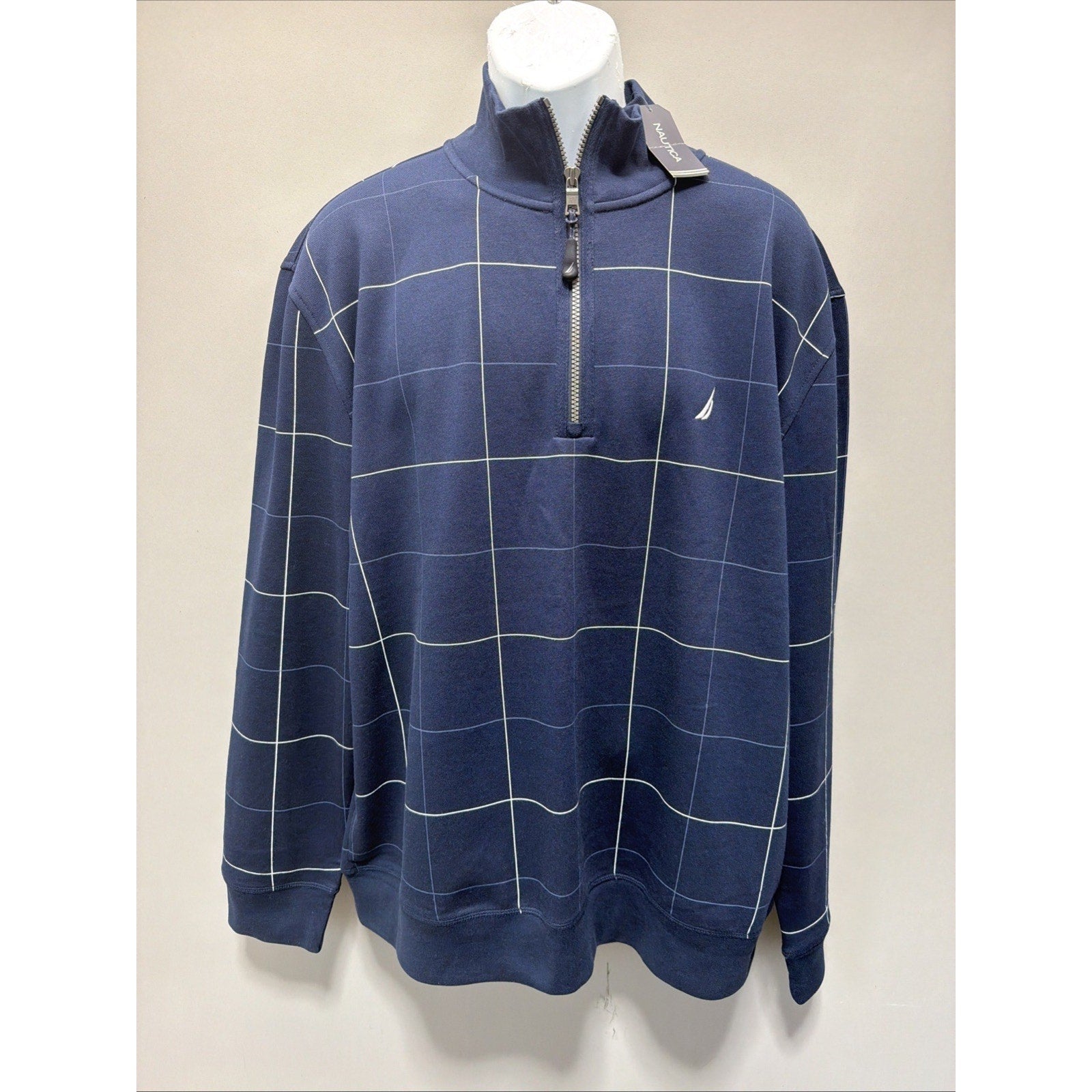 NAUTICA Navtech Men's XL Fleece 1/4 Zip Sweater, Mock-Neck Pullover Sweatshirt