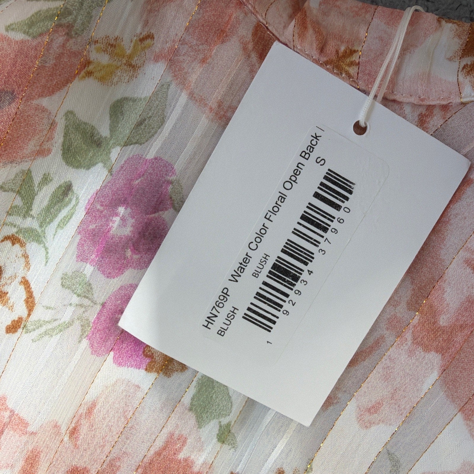 Endless Rose Watercolor Floral Long-Sleeve Chiffon Open Back Romper -S NWT