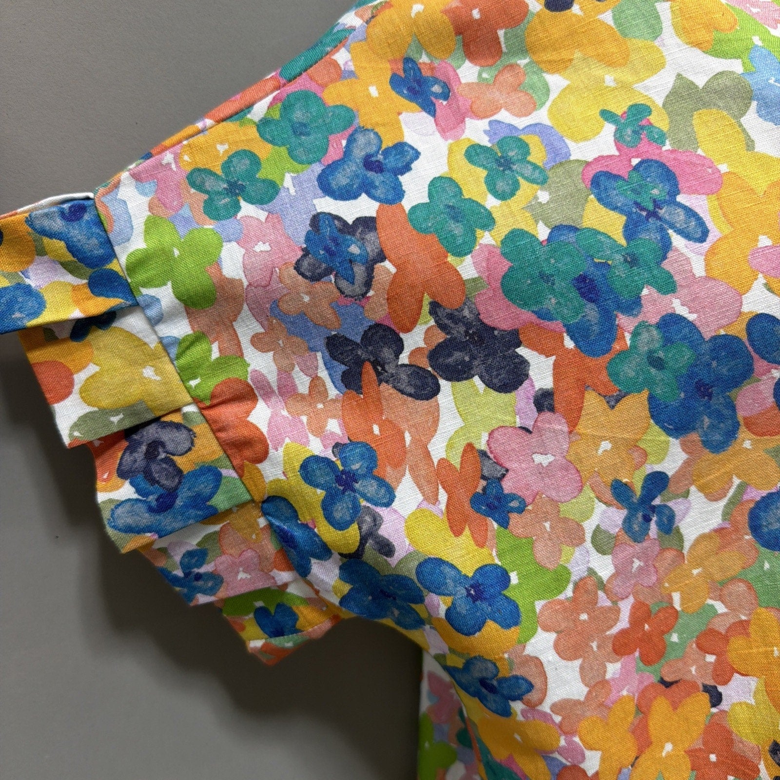 NWT Brooke Wright Ditzy Floral Kimono Top OS Linen Cotton Boho Resort Blouse USA