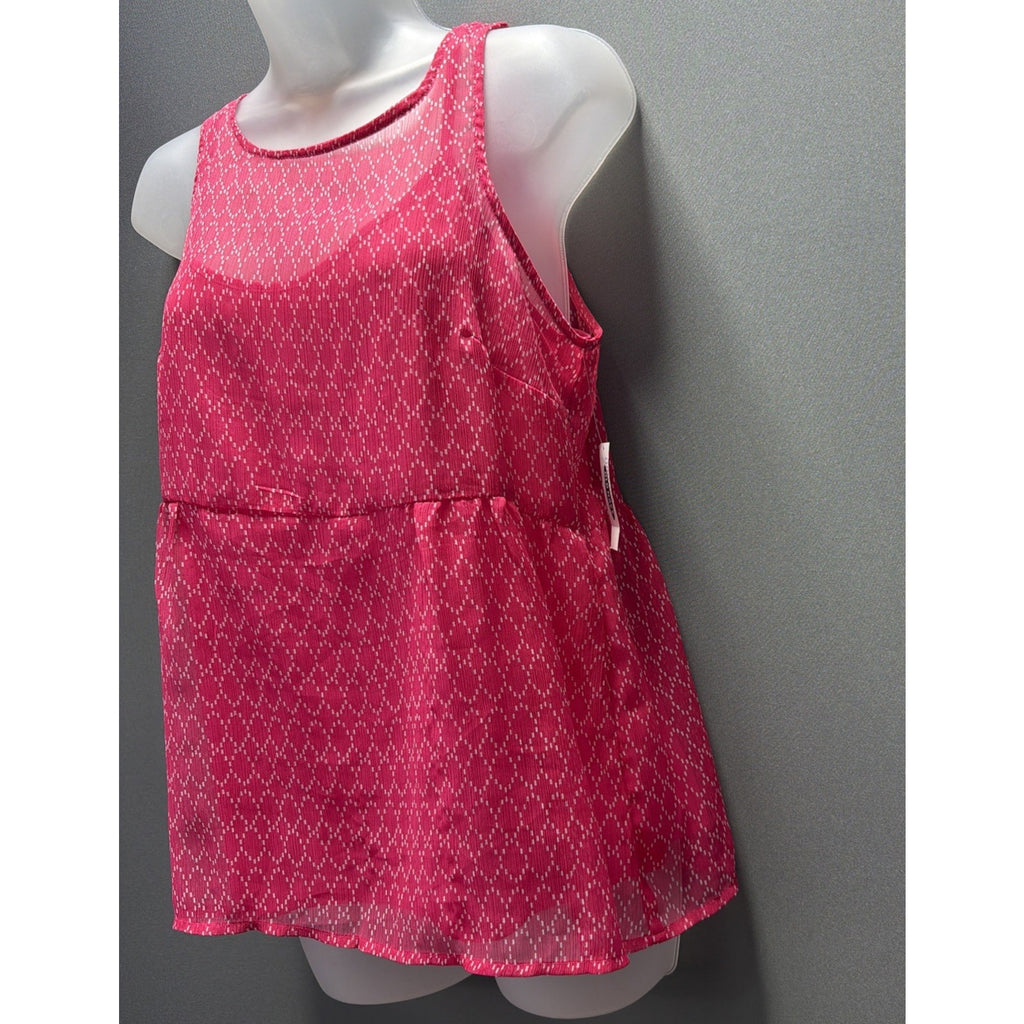 Old Navy Tank Women Small Pink Casual Summer Career Sleeveless Peplum Blouse NWT