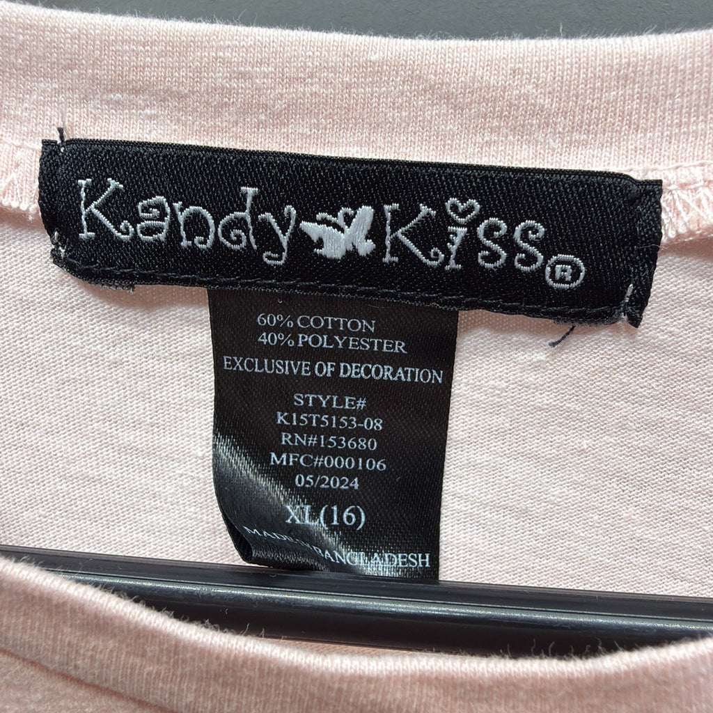 Kandy Kiss Floral Eiffel Tower Lights Shirt Girls Pink sz 16