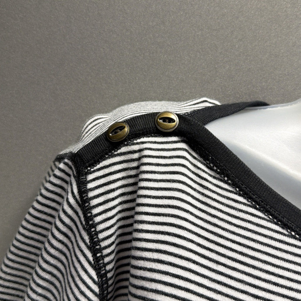 Lauren Jeans Co Ralph Lauren Womens L Measured Black White Stripe Nautical Top