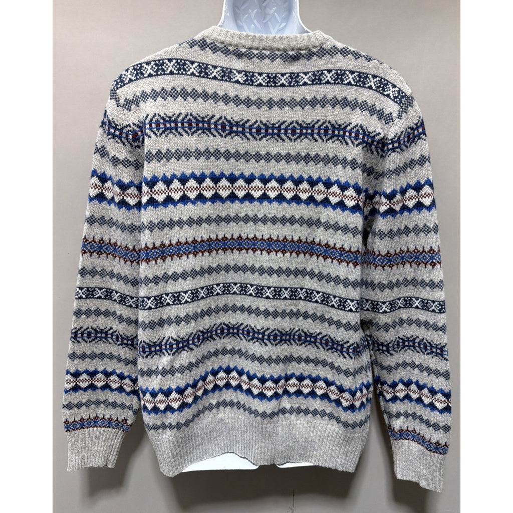 Urban Pipeline Sweater Mens XL Gray Fair Isle Nordic Wool Blend Knit Pullover