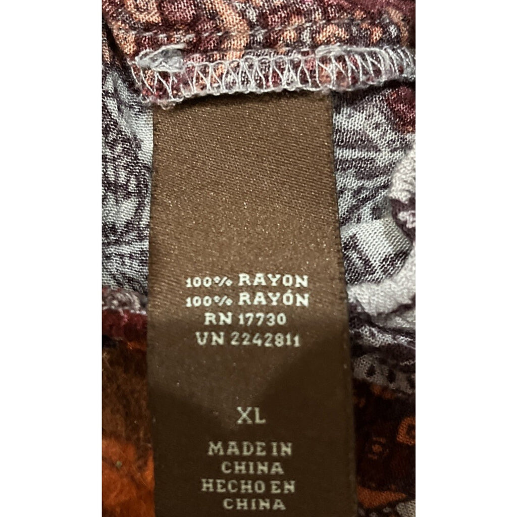 Knox Rose Shirt Women XL Maroon LongSleeve Boho Bohemian Bell Sleeve Crop