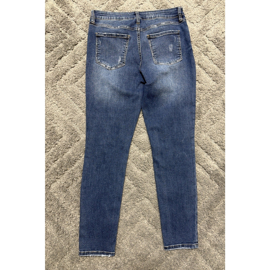 Just USA Womens High Rise Skinny Jeans Size 10 Blue Distressed