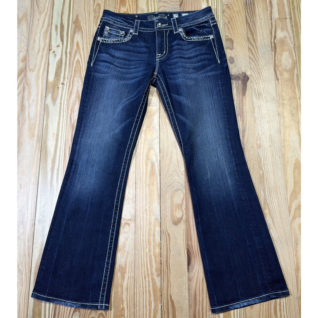 Miss Me Women's Thick Stitch Sequin Easy Boot Cut Jeans JE8035ER NWOT Size 29