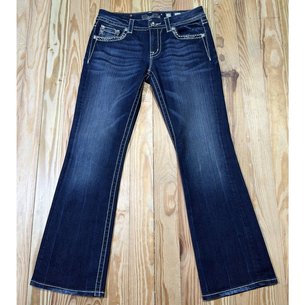 Miss Me Women's Thick Stitch Sequin Easy Boot Cut Jeans JE8035ER NWOT Size 29