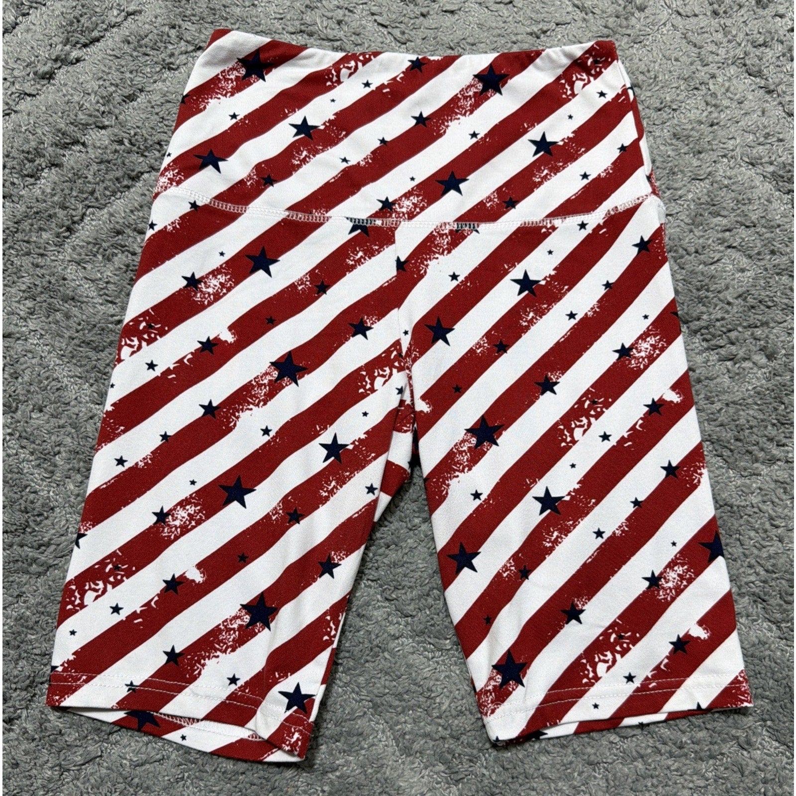 Shosho Women's Patriotic Activewear Biker Shorts Pockets High Rise Size Small