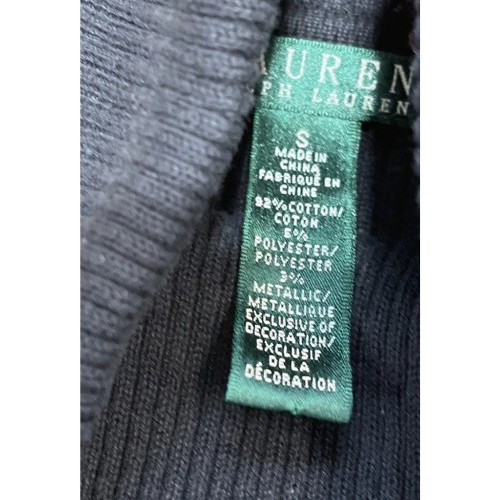 Lauren Ralph Lauren black golden metallic stripped turtle neck sweater size S