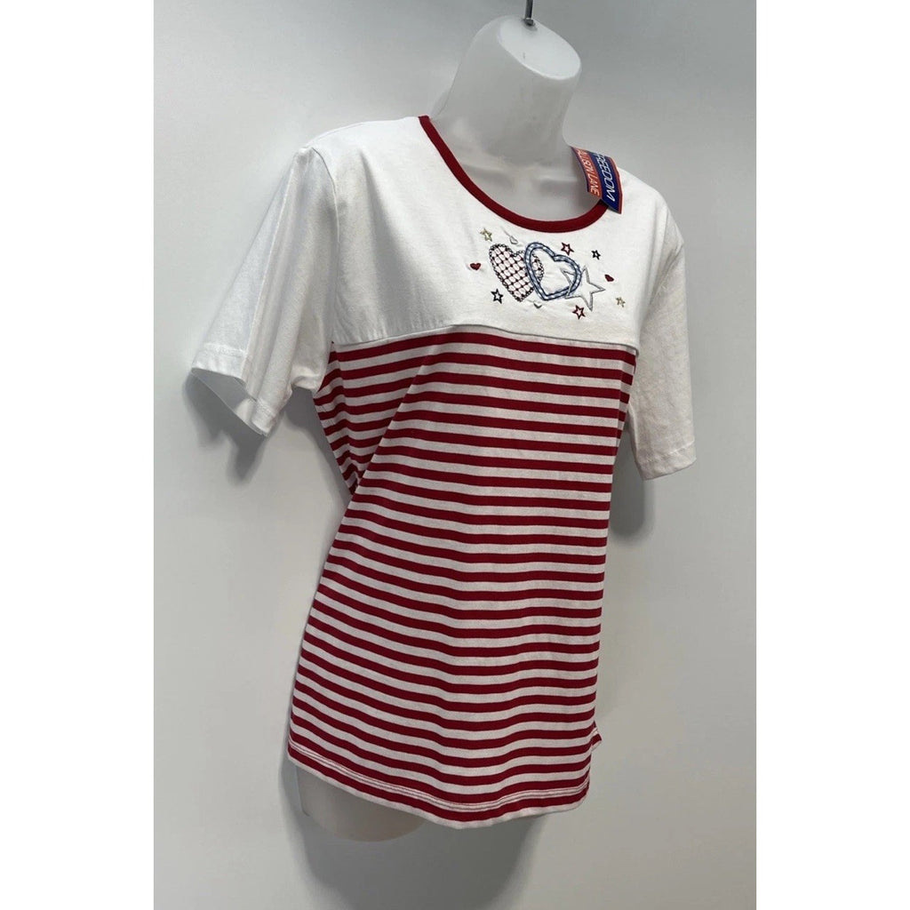 FREEDOM BY ALLISON LANE MEDIUM T-SHIRT (red/blue w/ embroidery) NEW W/ TAGS