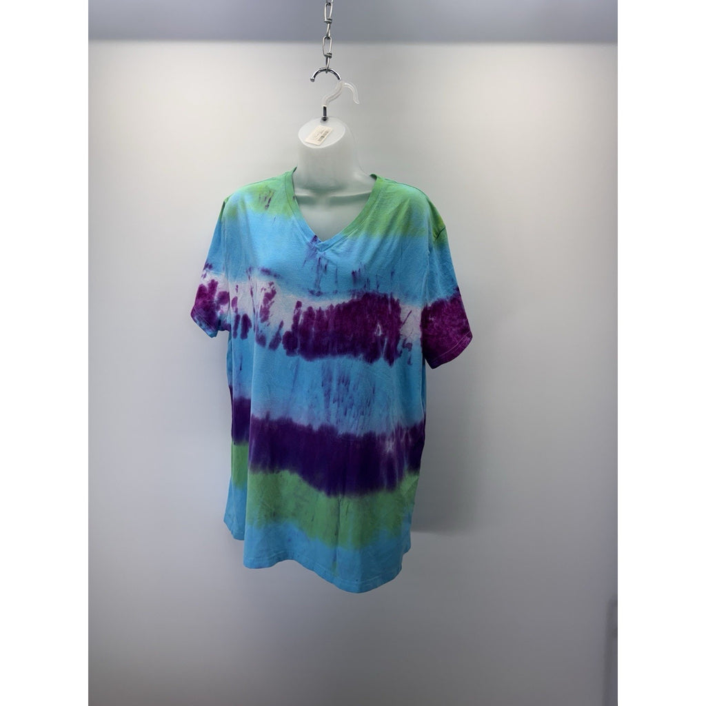 Goodfellow T Shirt Women’s XL Blue Purple Green Tie Dye Short Sleeve Adult