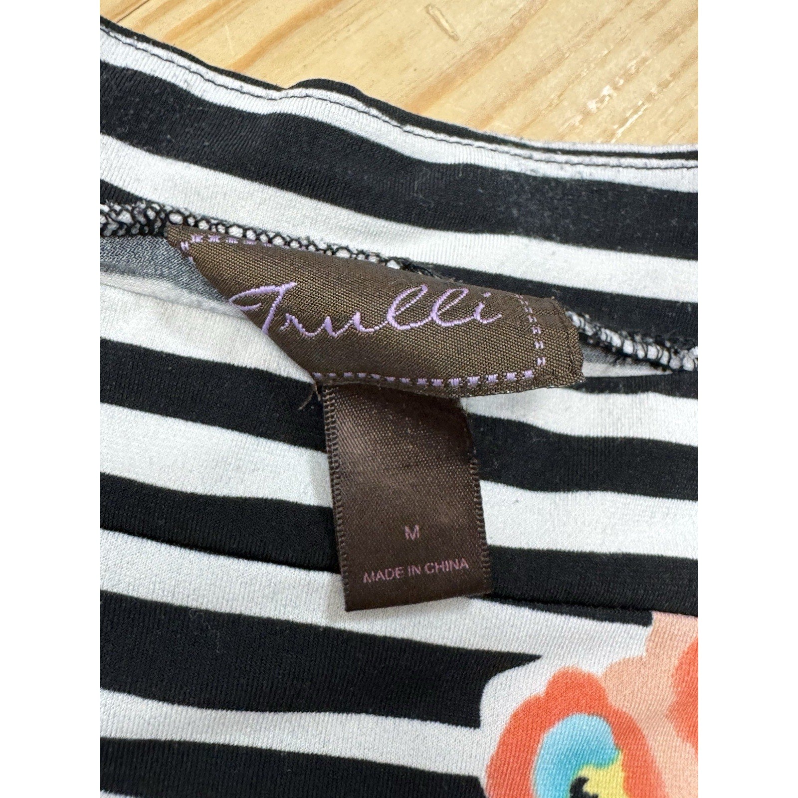 Trulli Floral Striped Top Pullover Colorful Blouse Women’s Size M