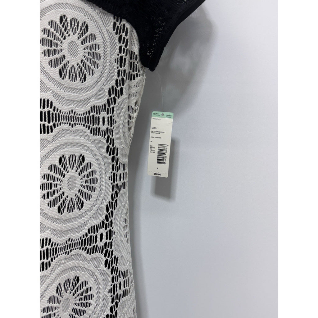 NWT Metaphor Black & White Lace Panel Lined Sheath Dress Women’s Size 8