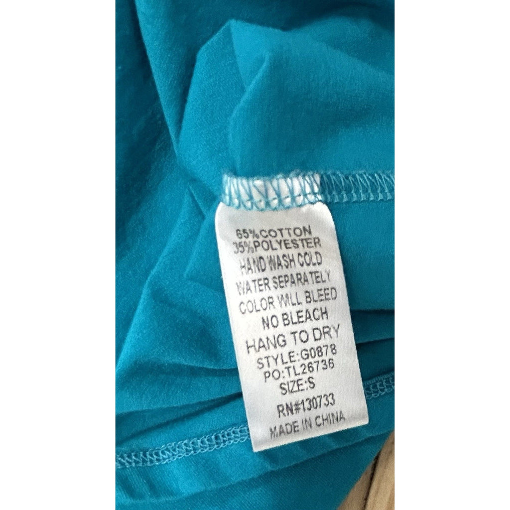 Umgee Mixed Media Boho Blouse Bell Sleeve Size Small Green.