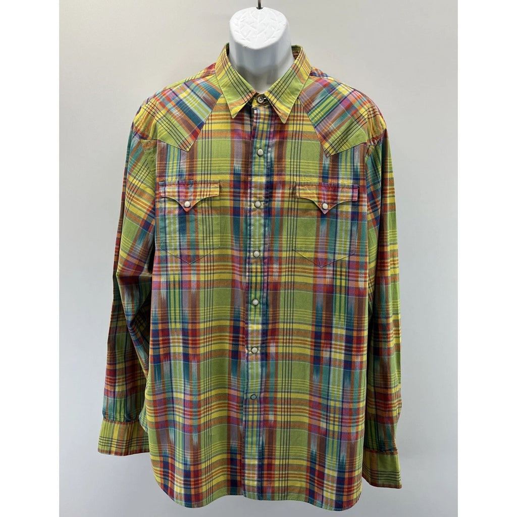 Vtg Polo Ralph Lauren Shirt Men XXL Western Pearl Snap Southwestern Colorful