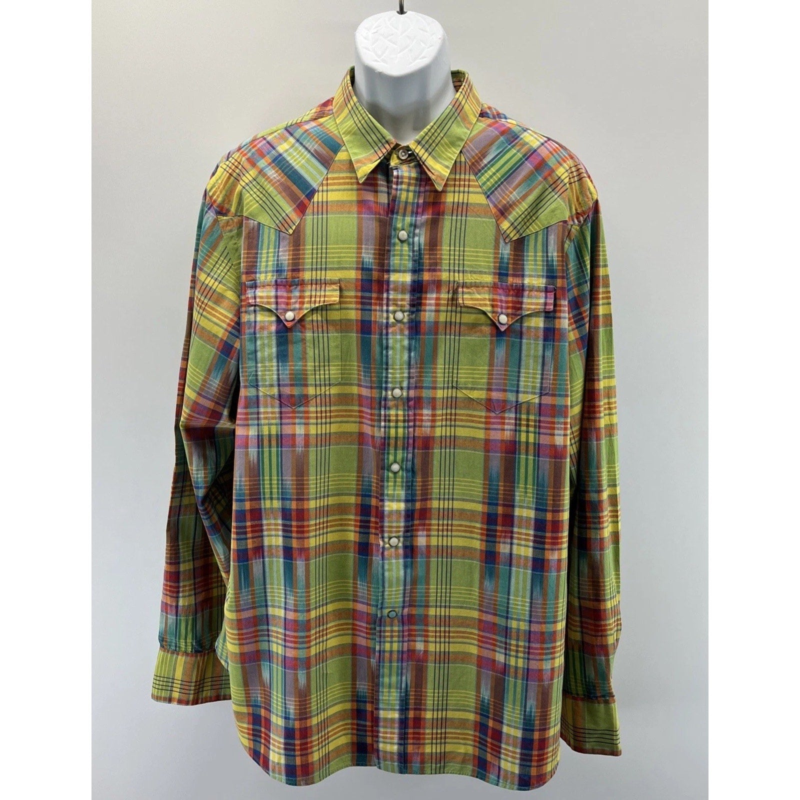 Vtg Polo Ralph Lauren Shirt Men XXL Western Pearl Snap Southwestern Colorful