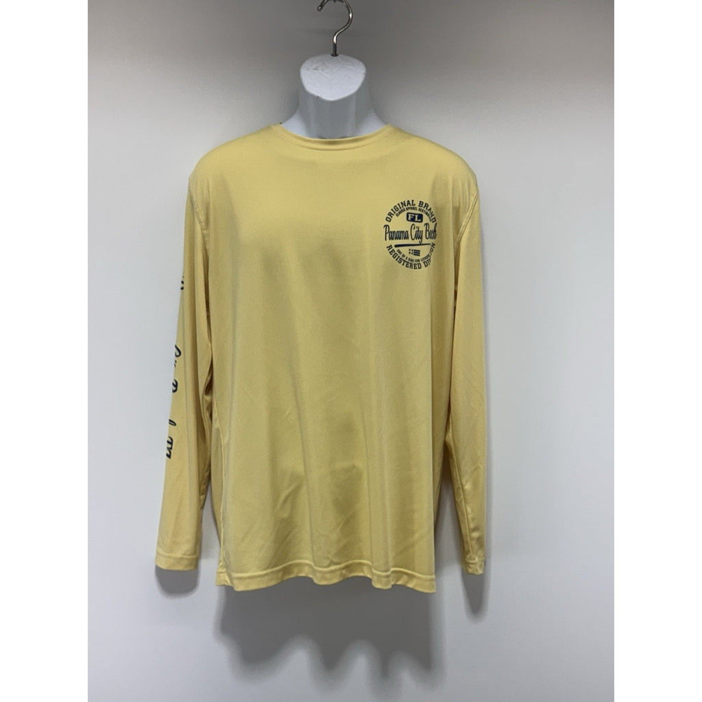 Panama City Beach Florida Yellow Blue Logo Long Sleeve T-Shirt Men’s Size Large